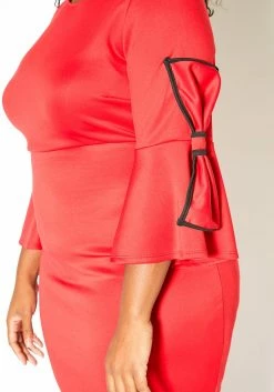 Asoph Plus Size Bow Sleeve Bodycon Party Dress -Asoph Sales Shop 2009795 110 4