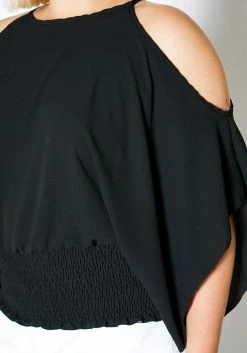 Asop Plus Size Cold Shoulder Womens Ruched Blouse -Asoph Sales Shop 2009976 001 4