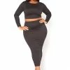 Plus Size Matching Crop Top And Maxi Skirt Set