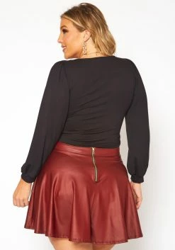 Plus Size Faux Leather High Waist Circle Skirt -Asoph Sales Shop 2010402 111 4
