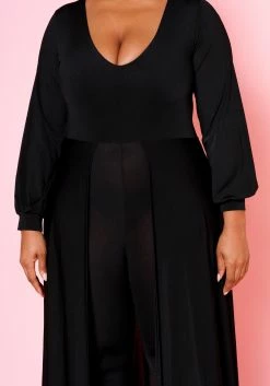 Asoph Plus Size Caped Solid Fitted Jumpsuit -Asoph Sales Shop 2010494 001 5