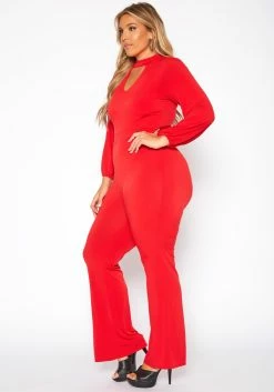 Plus Size Keyhole Front Flare Leg Jumpsuit -Asoph Sales Shop 2010719 110 2