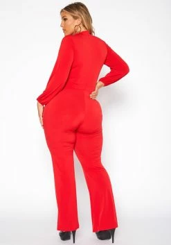 Plus Size Keyhole Front Flare Leg Jumpsuit -Asoph Sales Shop 2010719 110 3