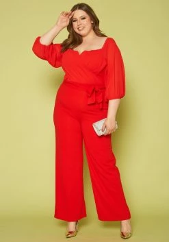 Plus Size Off Shoulder Drape Front Jumpsuit