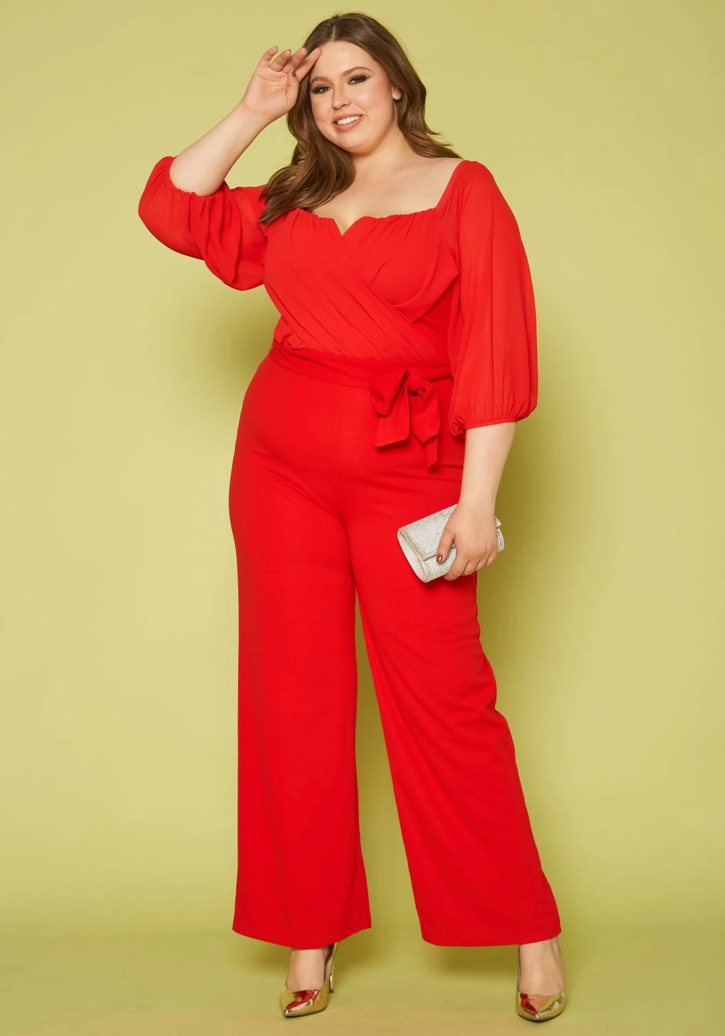 Plus Size Off Shoulder Drape Front Jumpsuit 1 Plus Size Off Shoulder Drape Front Jumpsuit