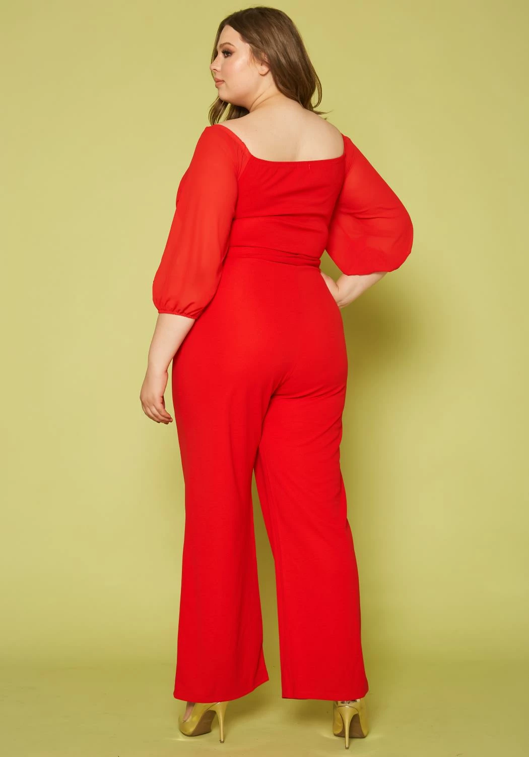 Plus Size Off Shoulder Drape Front Jumpsuit 4 Plus Size Off Shoulder Drape Front Jumpsuit - Image 4
