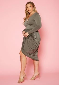 Plus Size Harem Draped Fit & Flare Midi Dress -Asoph Sales Shop 2011006 003 3