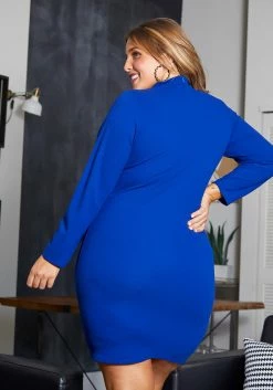 Asoph Plus Size Keyhole Front Long Sleeve Mini Dress -Asoph Sales Shop 2011092 188 1