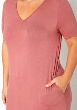 Plus Size V-Neck Short Sleeve Maxi Dress With Pockets -Asoph Sales Shop 2011149 186 4
