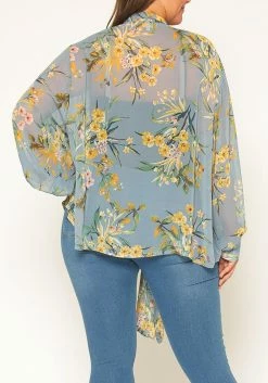 Pleione Plus Size Floral Tie Front Blouse -Asoph Sales Shop 2011295 205 2