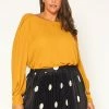 Pleione Plus Size Gathered Shoulder Blouse