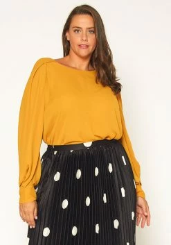 Pleione Plus Size Gathered Shoulder Blouse