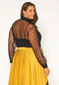 Pleione Plus Size Polkadot Mesh Blouse With Cami -Asoph Sales Shop 2011309 001 2