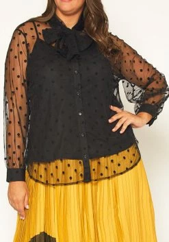 Pleione Plus Size Polkadot Mesh Blouse With Cami -Asoph Sales Shop 2011309 001 3