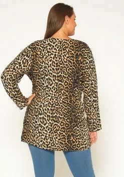 Pleione Plus Size Leopard Tie Front Top -Asoph Sales Shop 2011313 516 2