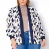 Pleione Plus Size Geo Print Open Front Cardigan