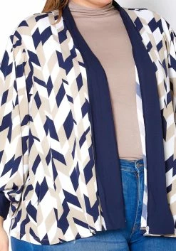 Pleione Plus Size Geo Print Open Front Cardigan -Asoph Sales Shop 2011323 118 3