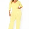 Asoph Plus Size Fancy V Neck Flare Jumpsuit