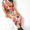 Asoph Plus Size Vibrant Marbled Womens Bodycon Midi Dress