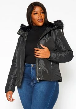 Asoph Plus Size Faux Fur Padded Coat
