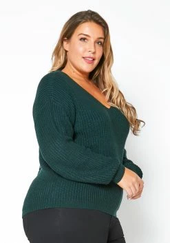 Pleione Plus Size Cross Lace Up Back Sweater -Asoph Sales Shop 2012138 161 2