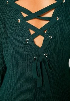 Pleione Plus Size Cross Lace Up Back Sweater -Asoph Sales Shop 2012138 161 4