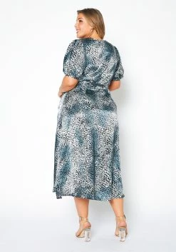 Pleione Plus Size Satin Leopard Wrap Maxi Dress -Asoph Sales Shop 2012140 375 2