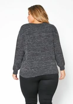 Pleione Plus Size Ruched V-Neck Sweater -Asoph Sales Shop 2012141 108 2