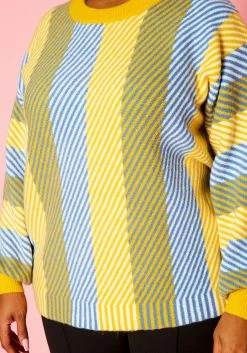 Pleione Plus Size Multi Stripe Cozy Crewneck Sweater -Asoph Sales Shop 2012142 105 12