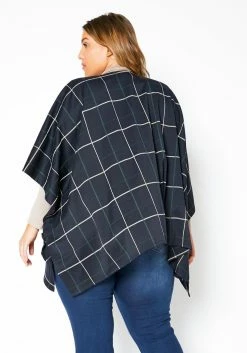 Pleione Plus Size Plaid Poncho Cardigan -Asoph Sales Shop 2012144 117 2