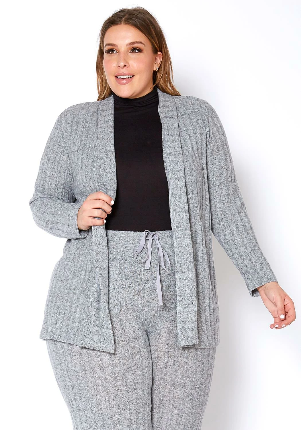 Pleione Plus Size Cozy Ribbed Longline Cardigan 1 Pleione Plus Size Cozy Ribbed Longline Cardigan