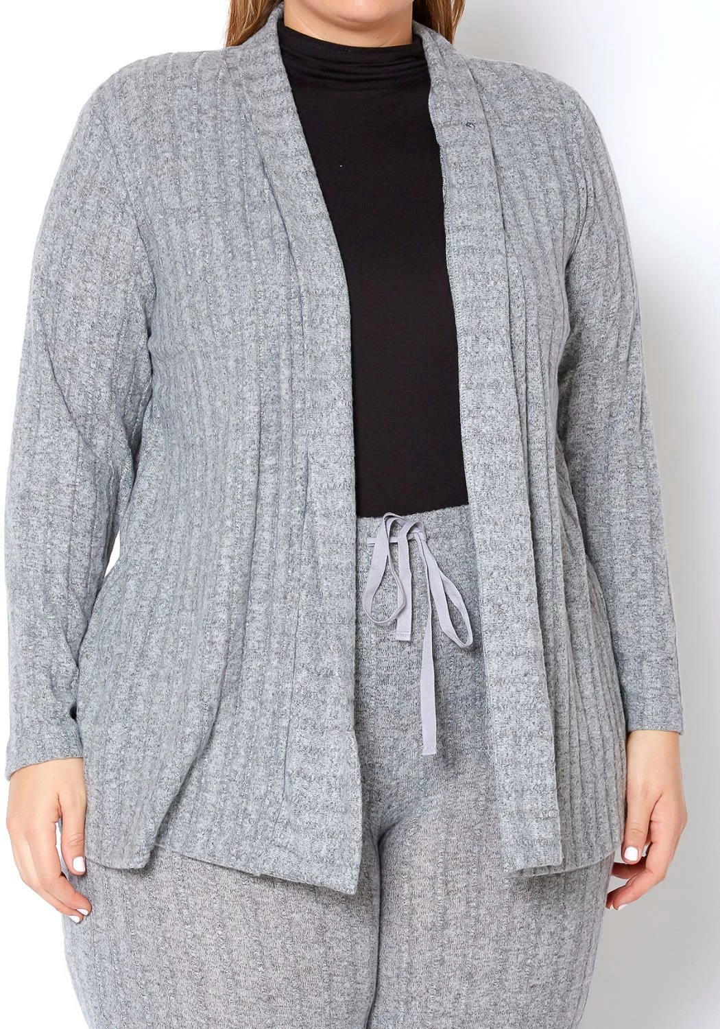 Pleione Plus Size Cozy Ribbed Longline Cardigan 4 Pleione Plus Size Cozy Ribbed Longline Cardigan - Image 4