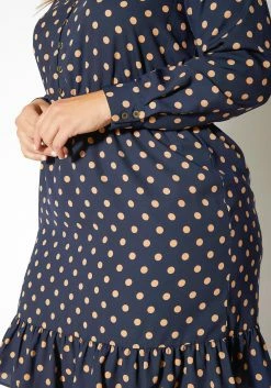 Pleione Plus Size Polka Dot Tie Neck Dress 7 Pleione Plus Size Polka Dot Tie Neck Dress -Asoph Sales Shop 2012429 117 3