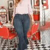 Vibrant Plus Size Dark Wash Mini Flared Capri Denim Jean