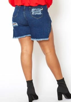 Vibrant Plus Size High Waisted Destroyed Denim Shorts -Asoph Sales Shop 2013648 939 2