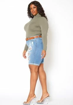 Vibrant Light Wash Distressed Bermuda Plus Size Shorts 7 Vibrant Light Wash Distressed Bermuda Plus Size Shorts -Asoph Sales Shop 2013650 938 1