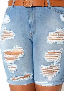 Vibrant Light Wash Distressed Bermuda Plus Size Shorts 9 Vibrant Light Wash Distressed Bermuda Plus Size Shorts -Asoph Sales Shop 2013650 938 3