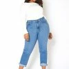 Vibrant Plus Size Womens Vintage Blue Wash Mom Jean