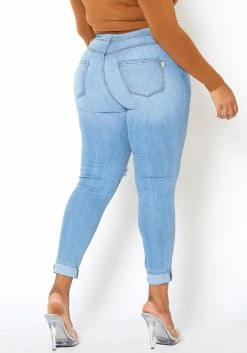 Vibrant Plus Size Womens Light Wash Distressed Denim Jeans -Asoph Sales Shop 2013657 938 3