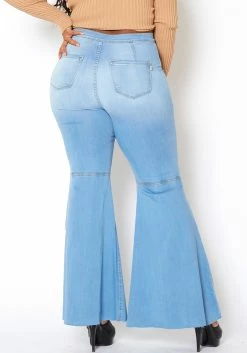 Vibrant Plus Size Retro Flare Raw Hem Denim Jean -Asoph Sales Shop 2013663 940 3