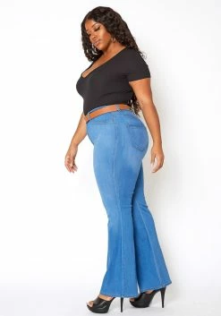 Vibrant Plus Size Basic Blue Washed Flared Hem Jean 7 Vibrant Plus Size Basic Blue Washed Flared Hem Jean -Asoph Sales Shop 2013665 938 2