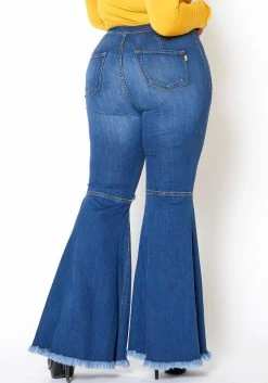 Vibrant Plus Size Knee Distressed Retro Bell Bottom Jean -Asoph Sales Shop 2013666 938 2