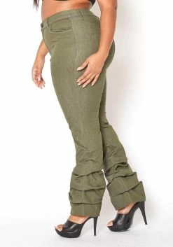 Vibrant Plus Size Womens Olive Ankle Scrunched Jean -Asoph Sales Shop 2013670 125 2