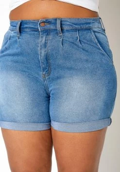 Vibrant Plus Size Blue Wash High Rise Denim Shorts -Asoph Sales Shop 2013671 938 3