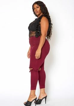 Vibrant Mid Rise Knee Distressed Plus Size Skinny Jean -Asoph Sales Shop 2013673 111 1