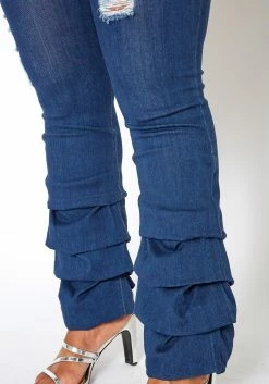 Vibrant Plus Size Womens Dark Wash Ankle Scrunched Jeans -Asoph Sales Shop 2013676 939 4