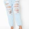 Vibrant Plus Size Light Wash Destroyed Boyfriend Jeans