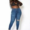 Vibrant Plus Size Classic Dark Wash Skinny Denim Jeans