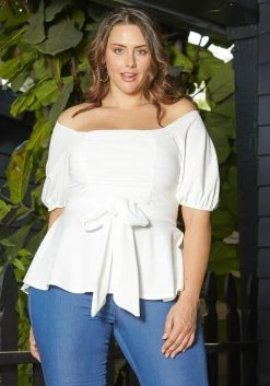 Asoph Plus Size Off Shoulder Chiffon Smocked Peplum Blouse 9 Asoph Plus Size Off Shoulder Chiffon Smocked Peplum Blouse -Asoph Sales Shop 2013727 135 0