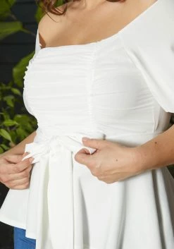 Asoph Plus Size Off Shoulder Chiffon Smocked Peplum Blouse 11 Asoph Plus Size Off Shoulder Chiffon Smocked Peplum Blouse -Asoph Sales Shop 2013727 135 3